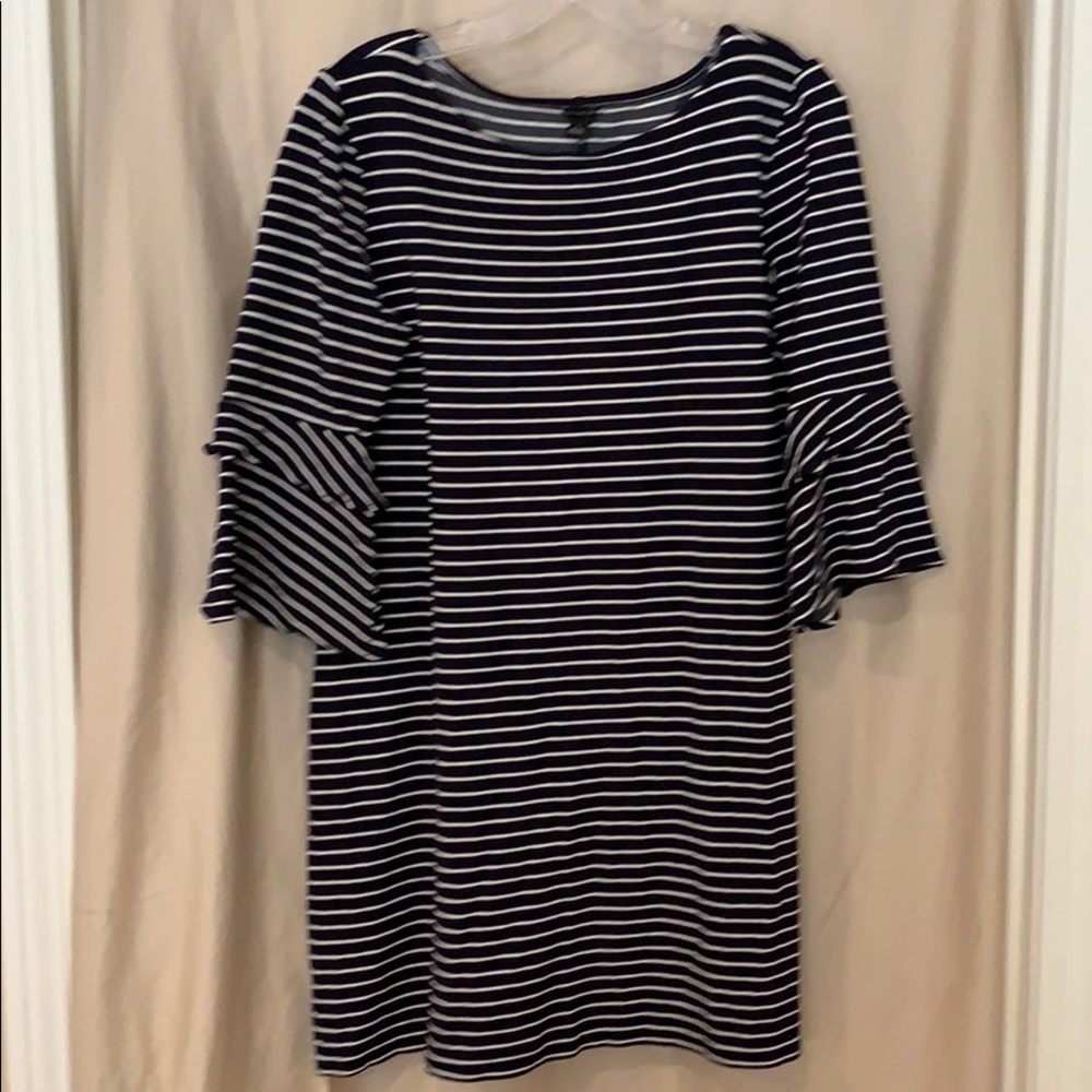 ann taylor navy and white striped dress